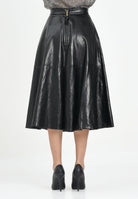 ELISABETTA FRANCHI Gonna midi nera da donna con dettagli logo GO13656E2 110 ELISABETTA FRANCHI 