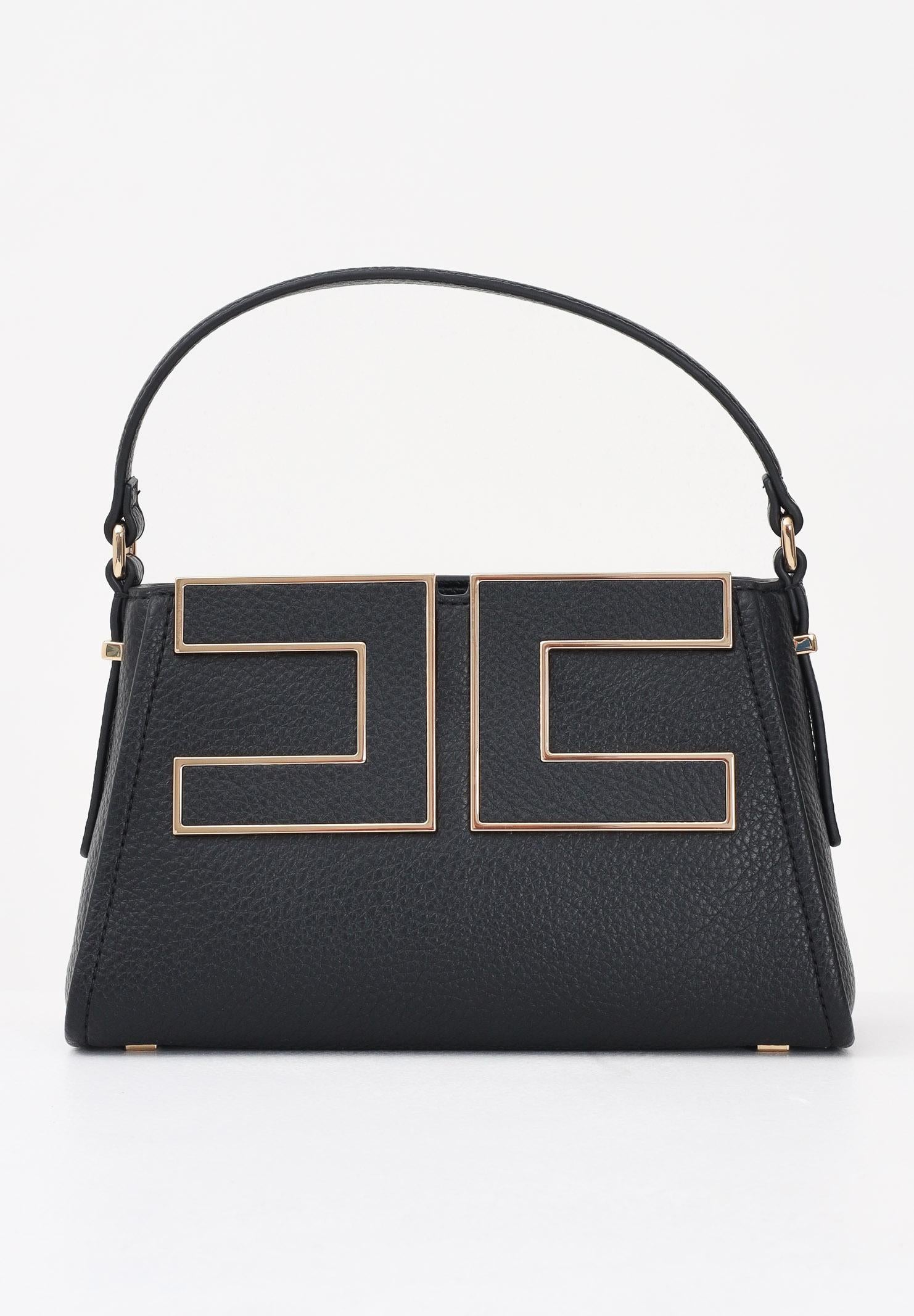 ELISABETTA FRANCHI Borsa a spalla nera da donna con logo BS36A56E2 110 ELISABETTA FRANCHI 