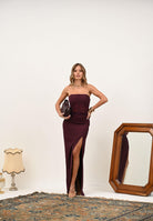 PATRIZIA PEPE Abito lungo a fascia bordeaux da donna 8A1552A454 M536 PATRIZIA PEPE 