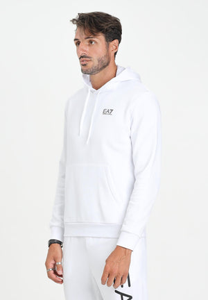 EA7 Felpa con cappuccio bianca da uomo rifinita da stampa logo 7M000570AF10377 M0003 EA7 
