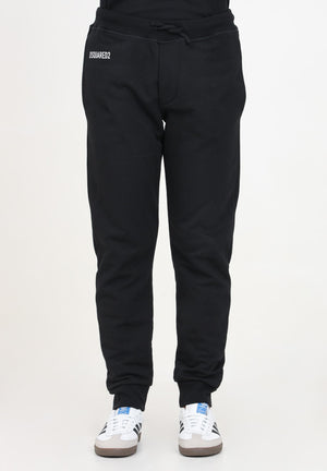Pantalone sportivo nero per donna e bambina con stampa logo DQ2527D003G DQ900 DSQUARED2 