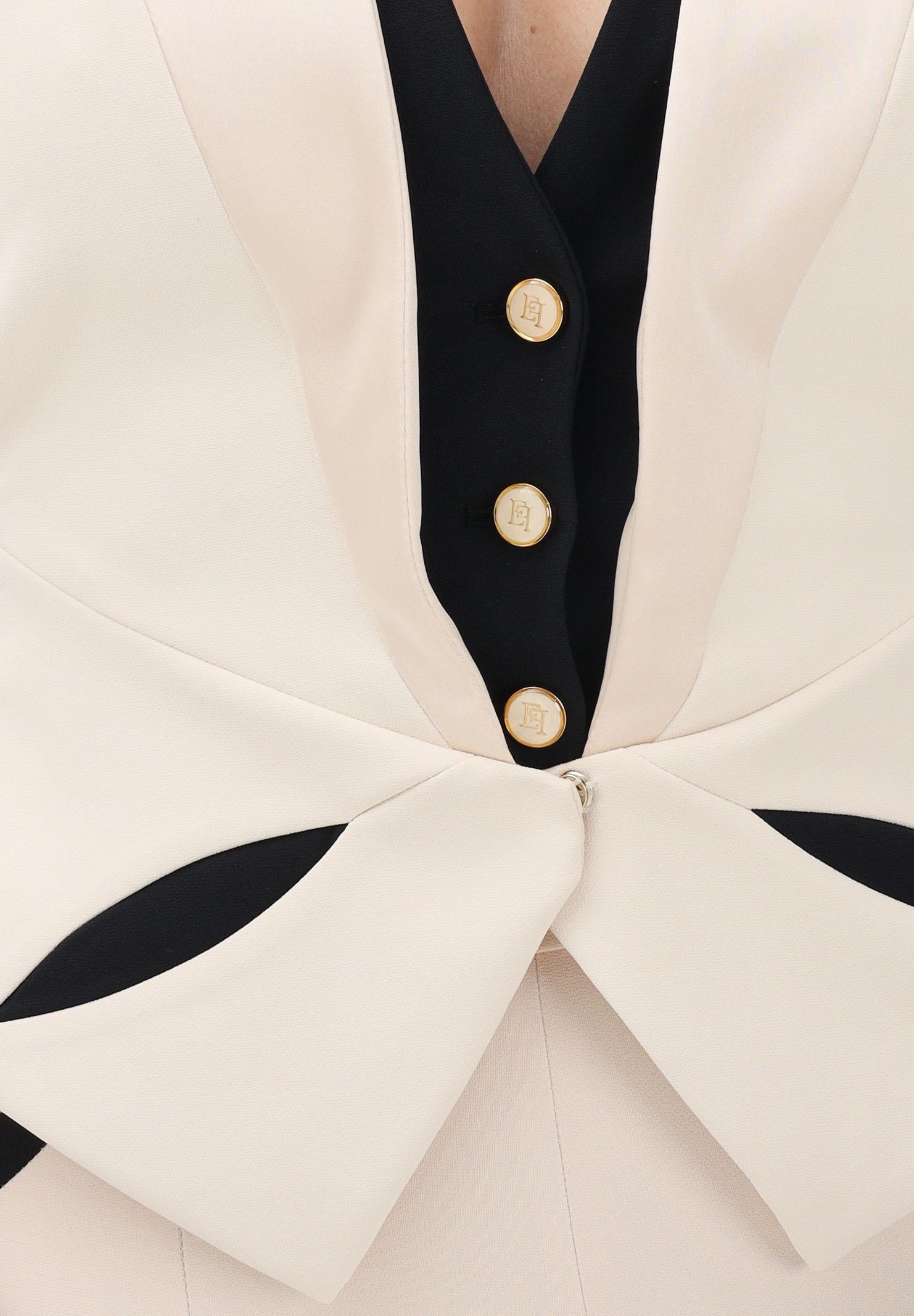 ELISABETTA FRANCHI Gilet burro da donna con cut-out bicolore GL00461E2 E84 ELISABETTA FRANCHI 