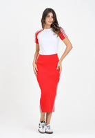 ADIDAS ORIGINALS Gonna midi Adicolor Knit 3-Stripes rossa da donna JW2660  ADIDAS ORIGINALS 