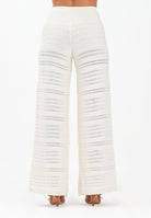 AKEP Pantalone panna da donna in maglia traforata PTKD11005 V2 AKEP 