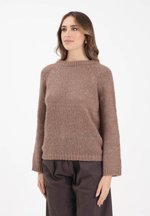 ONLY Maglioncino girocollo marrone da donna con fiocco sul retro 15353235 CocoaCrÈme ONLY 