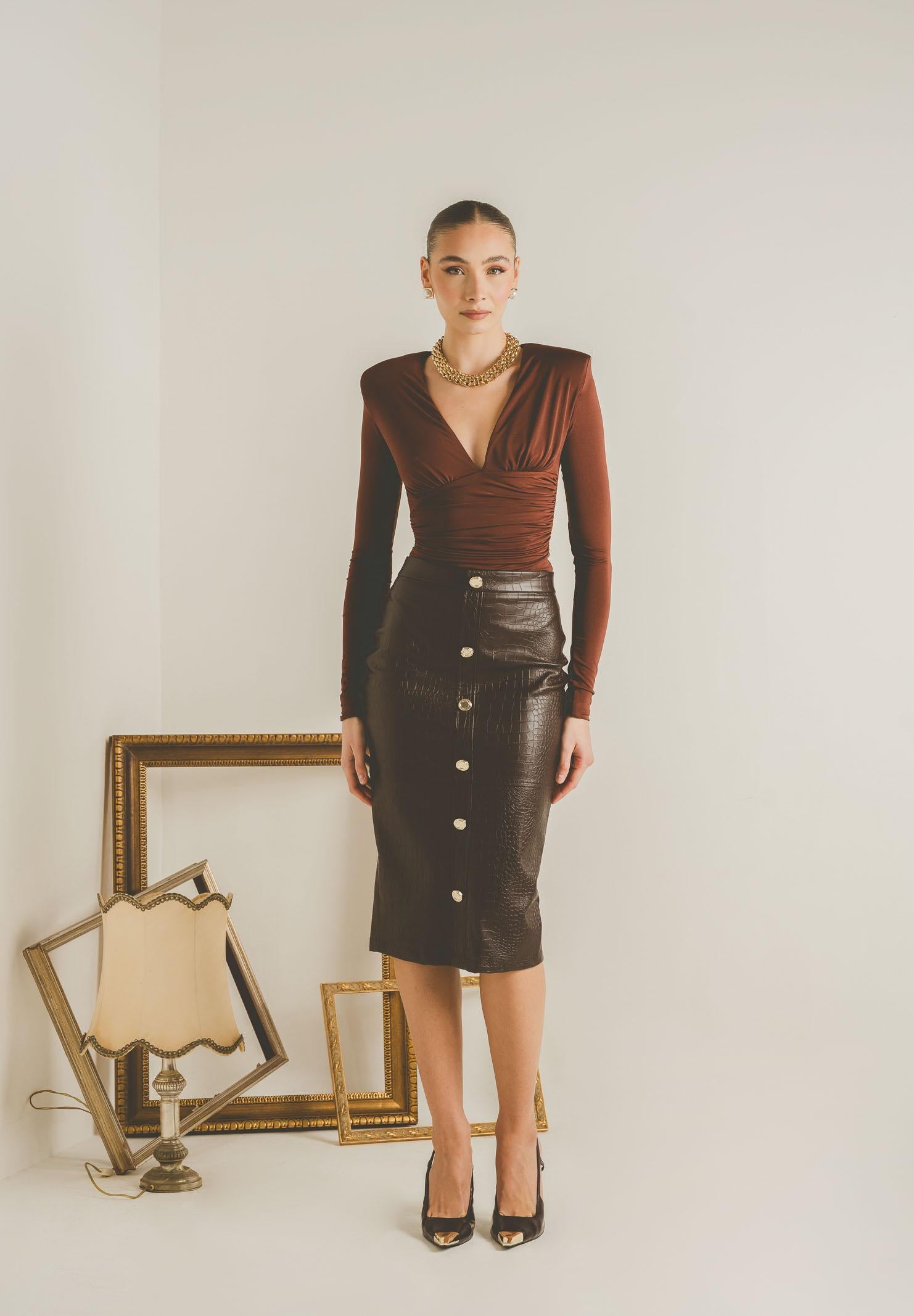 SANTAS Gonna midi BELLE ÉTOILE marrone da donna PV2610 MA SANTAS 