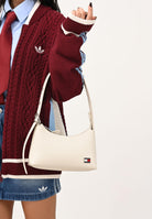 TOMMY JEANS Borsa a spalla panna da donna con logo AW0AW17873 BDS TOMMY JEANS 