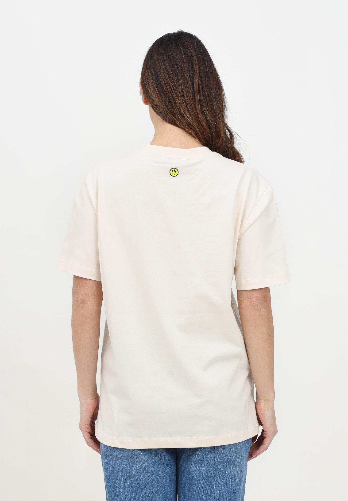 BARROW T-shirt a manica corta vaniglia per uomo e donna con logo e smile S5BWUATH084 BW029 BARROW 