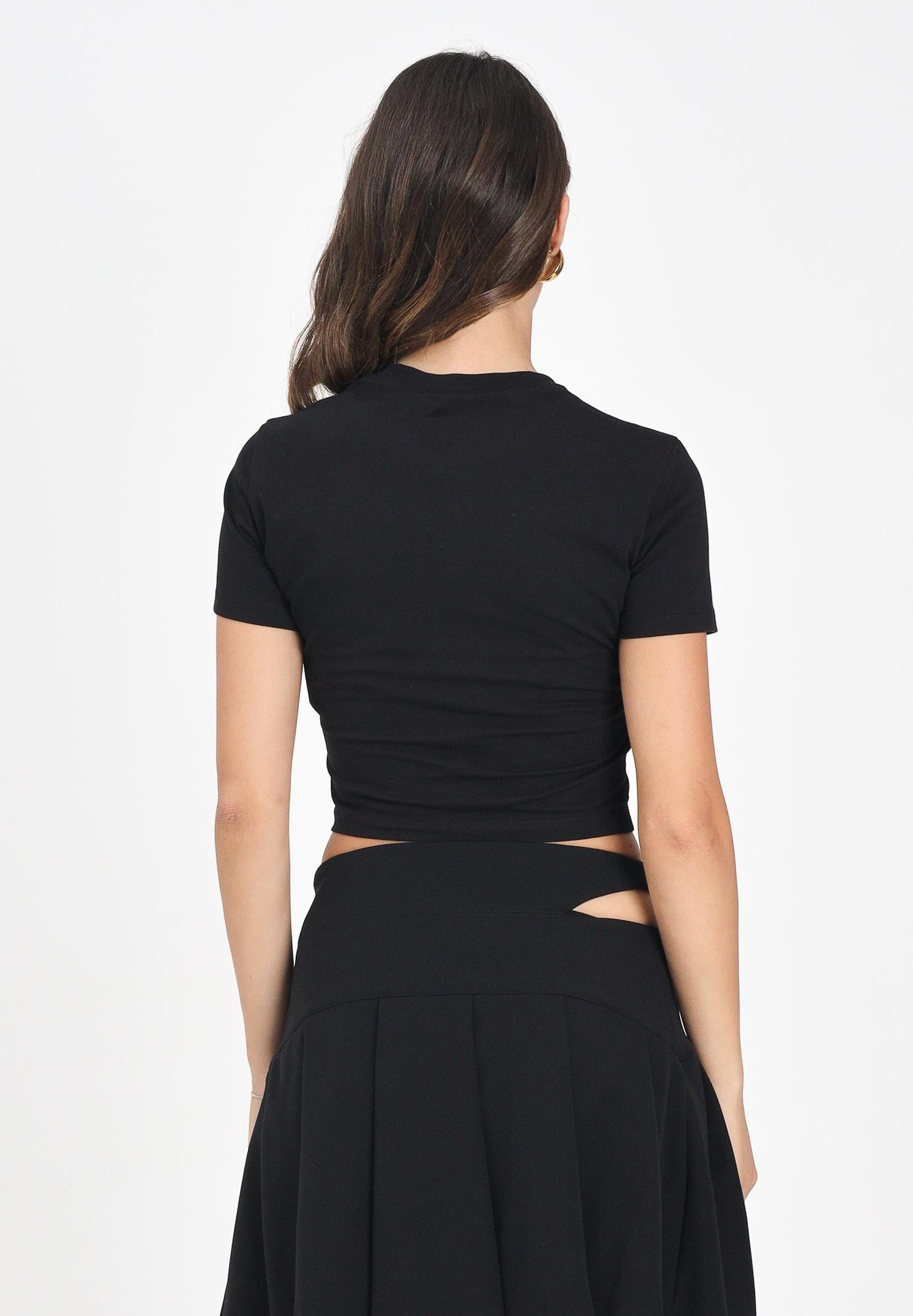 VERSACE JEANS COUTURE T-shirt a manica corta nera da donna con logo 79HAHC01CJ02C 899 VERSACE JEANS COUTURE 