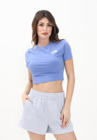 THE NORTH FACE T-shirt crop a manica corta viola da donna con logo NF0A55AO0YI1  THE NORTH FACE 