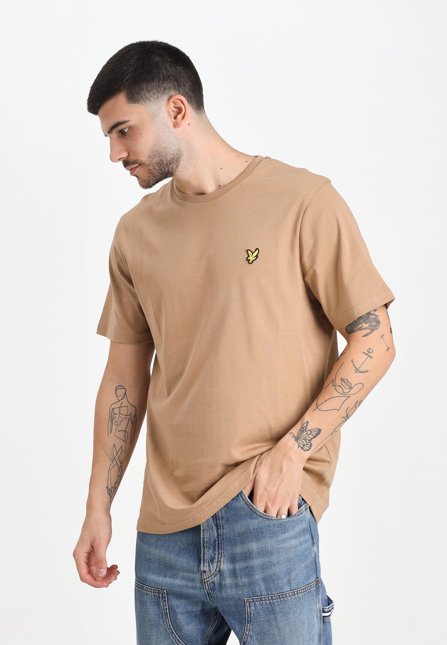 LYLE & SCOTT T-shirt a manica corta beige da uomo con patch logo TS400VOG X851 LYLE & SCOTT 