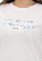 VICOLO T-shirt a manica corta bianca da donna con stampa RAB0599 02 VICOLO 