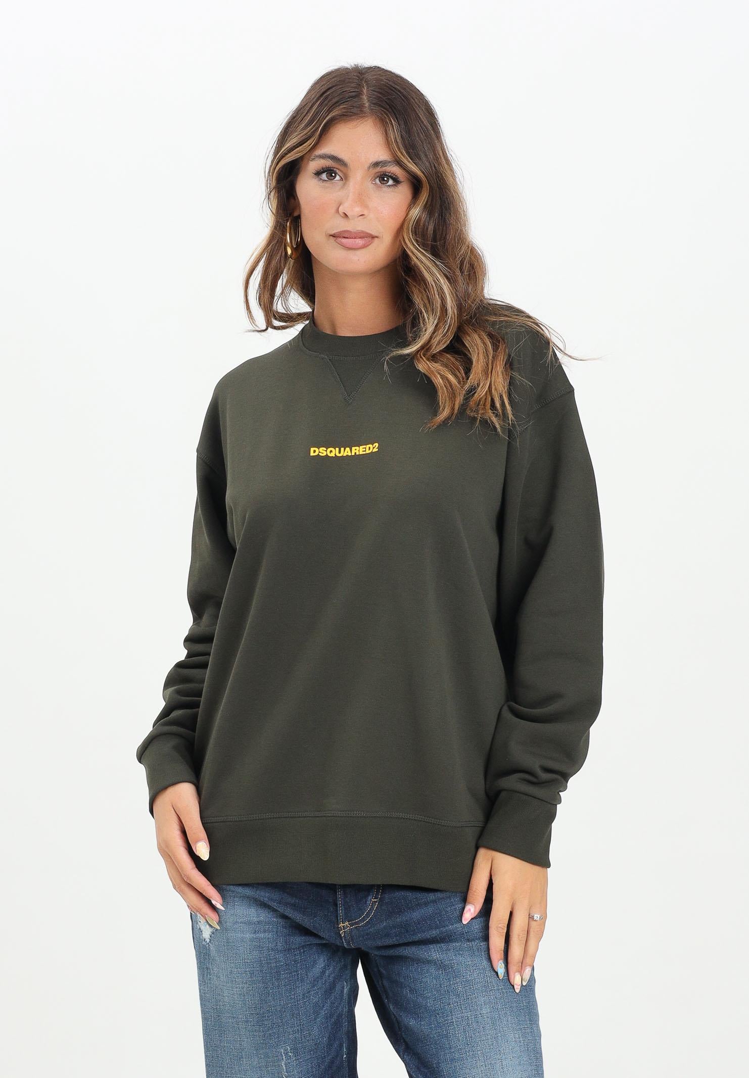 DSQUARED2 Felpa girocollo verde per donna, ragazzi e bambini con stampa logo DQ2739D0094 DQ518 DSQUARED2 