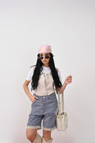 DSQUARED2 Bermuda a quadretti blu e bianchi per donna, ragazzi e bambini rifinito da logo DQ2718D0ABP DQ870 DSQUARED2 