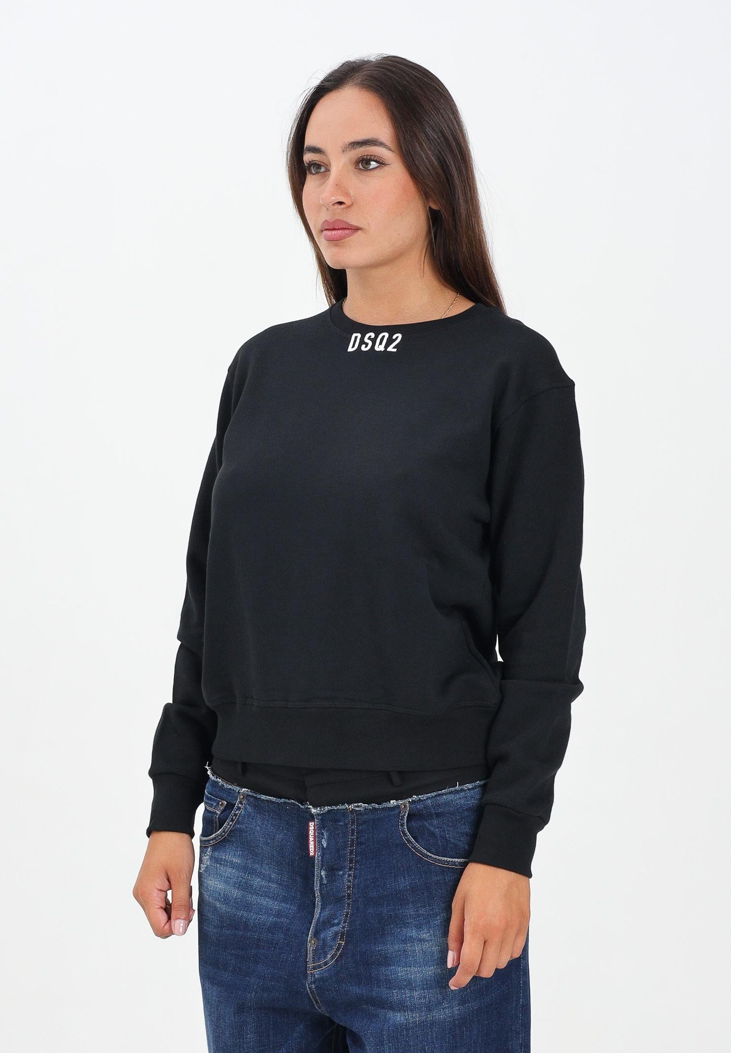 DSQUARED2 Felpa girocollo nera per donna, ragazze e bambine con logo DSQ2 DQ3017D0AEY DQ900 DSQUARED2 