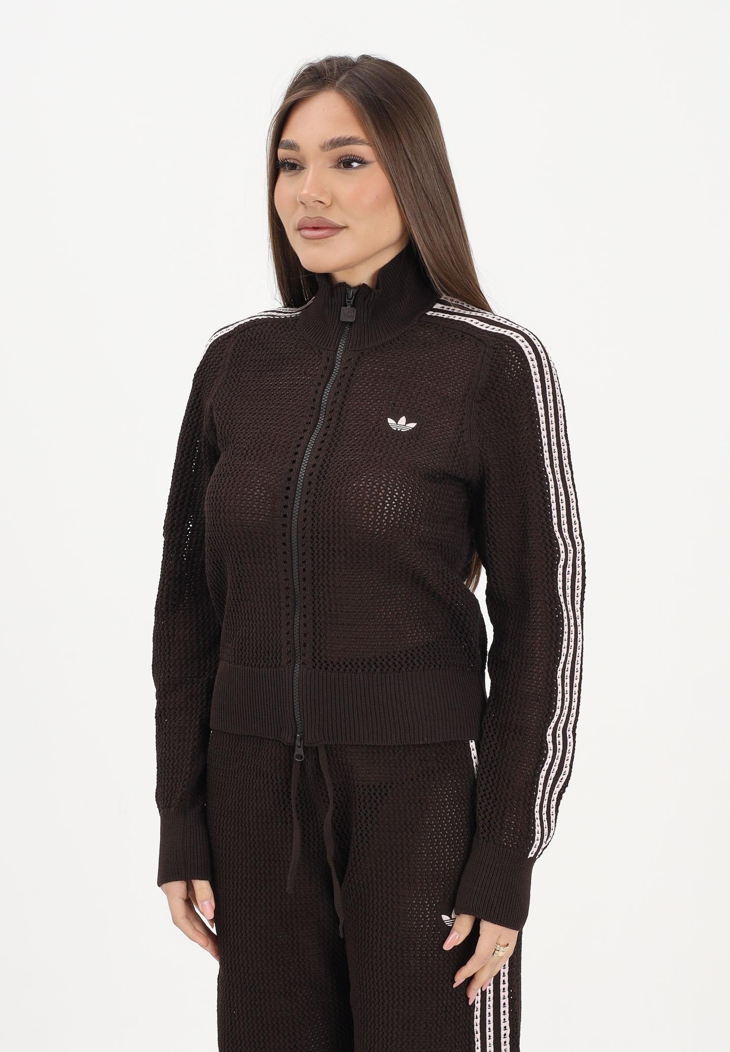 ADIDAS ORIGINALS Cardigan KNITTED CROCHET FIREBIRD marrone da donna KE0202 . ADIDAS ORIGINALS 