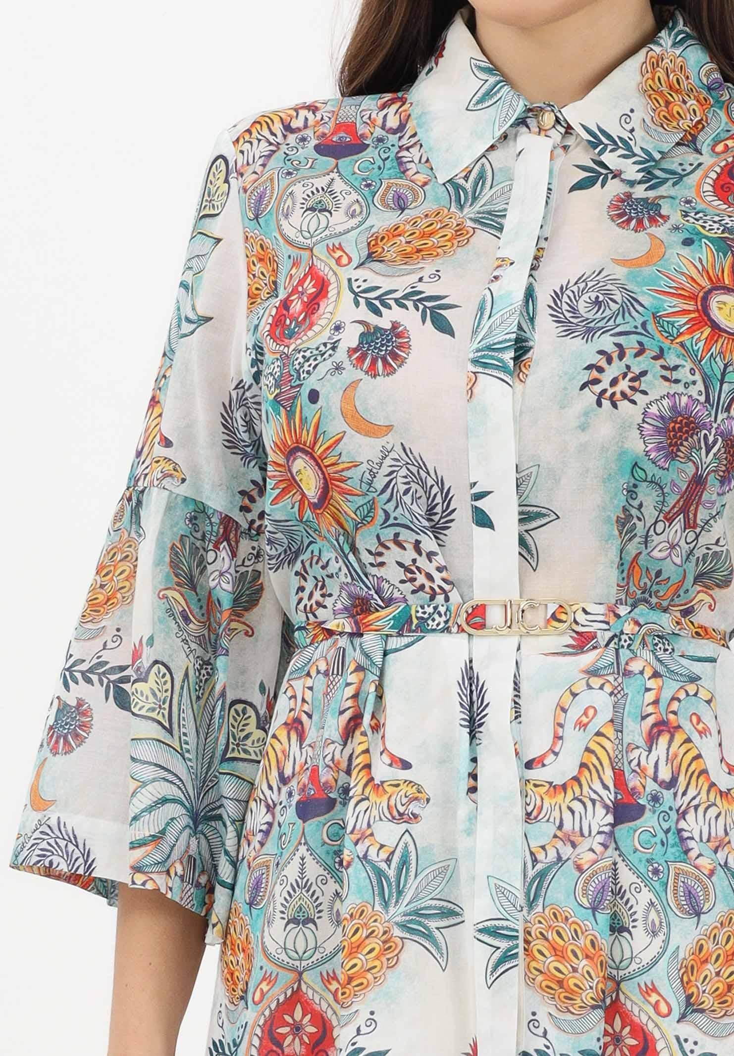 JUST CAVALLI Abito lungo azzurro da donna con fantasia 80PAO946NS780 217 JUST CAVALLI 