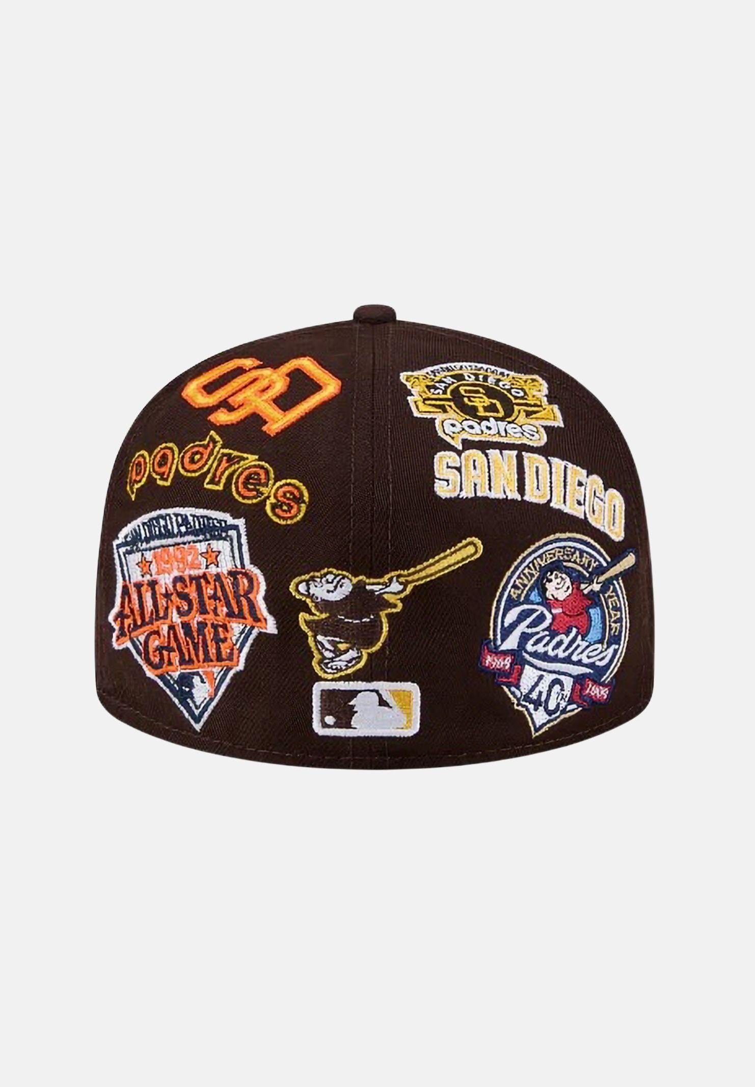 NEW ERA Cappello con visiera San Diego Padres All Over 59 FIFTY Fitted marrone per uomo e donna 60803401 . NEW ERA 
