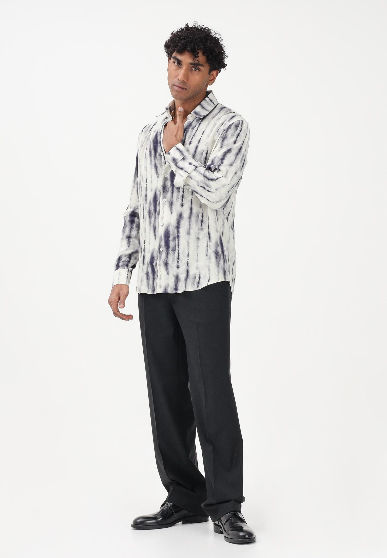 PATRIZIA PEPE Camicia a manica lunga panna da uomo con stampa grafica 5C0310A093 FG82 PATRIZIA PEPE 