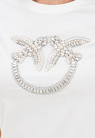 PINKO T-shirt a manica corta bianca da donna con logo Love Birds 100535A2RN Z05 PINKO 