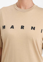MARNI T-shirt a manica corta beige per donna, ragazzi e bambini con logo istituzionale M002MVM00RF 0M715 MARNI 