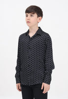 I'M BRIAN Camicia a manica lunga nera da bambino con stampa geometrica CA3305J 0028 I'M BRIAN 