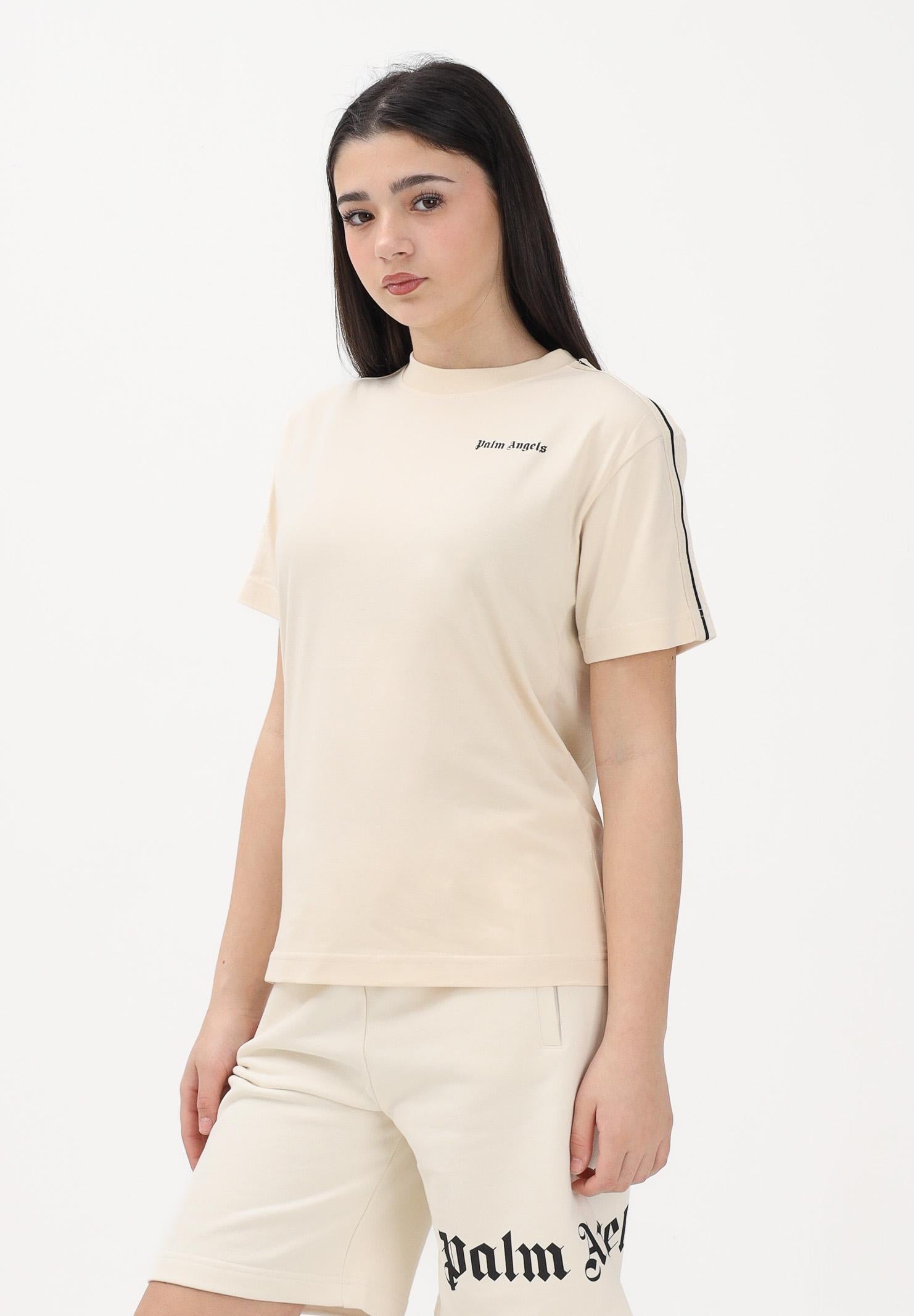 PALM ANGELS T-shirt a manica corta panna per donna, ragazzi e bambini con logo PBAA011S26JER001 092 PALM ANGELS 