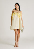 ODI ODI Abito corto giallo da donna con applicazioni floreali BORDIGHERA110S6 D9 ODI ODI 