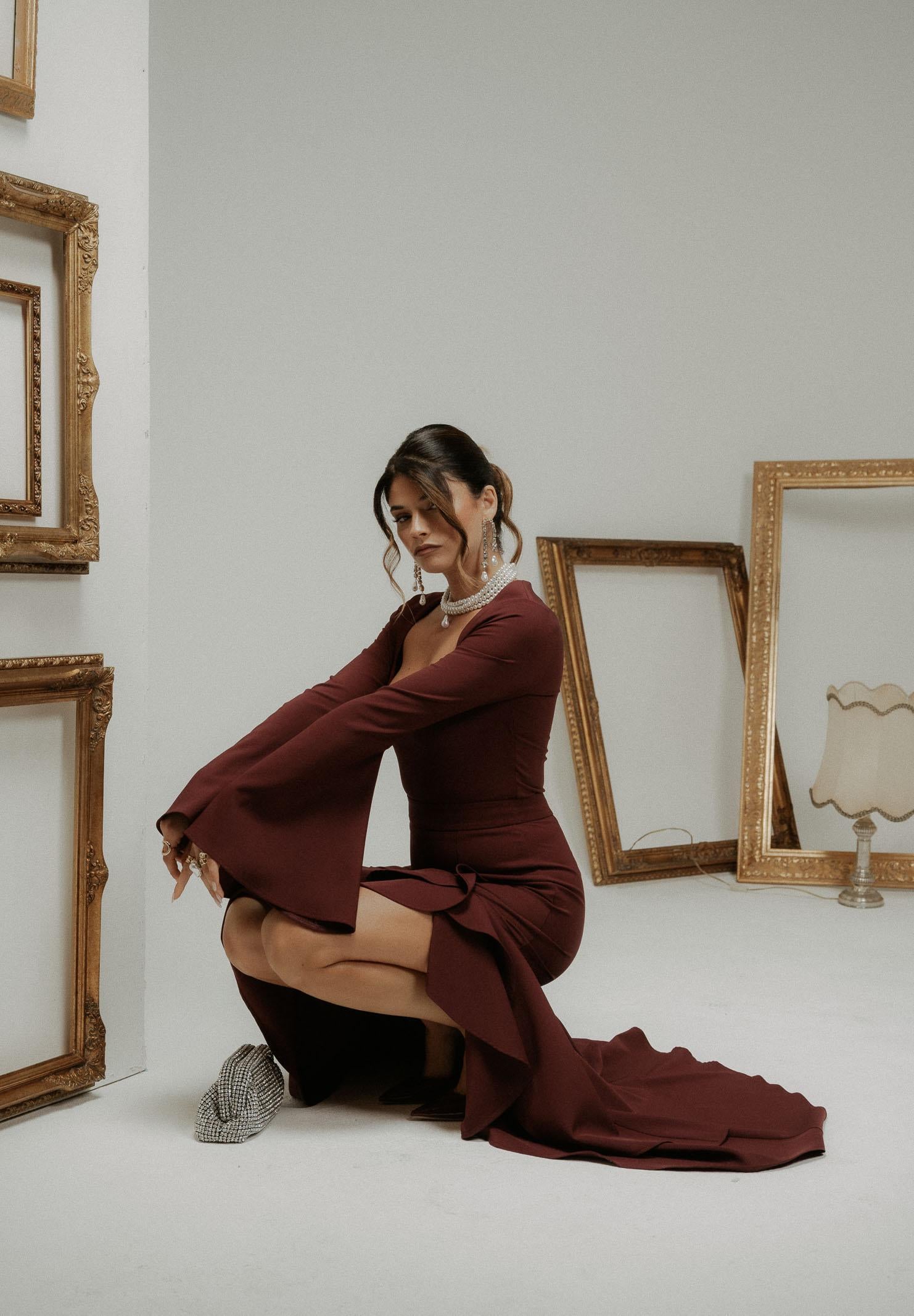 SANTAS Gonna lunga ÉLAN bordeaux da donna PV2606 PR SANTAS 