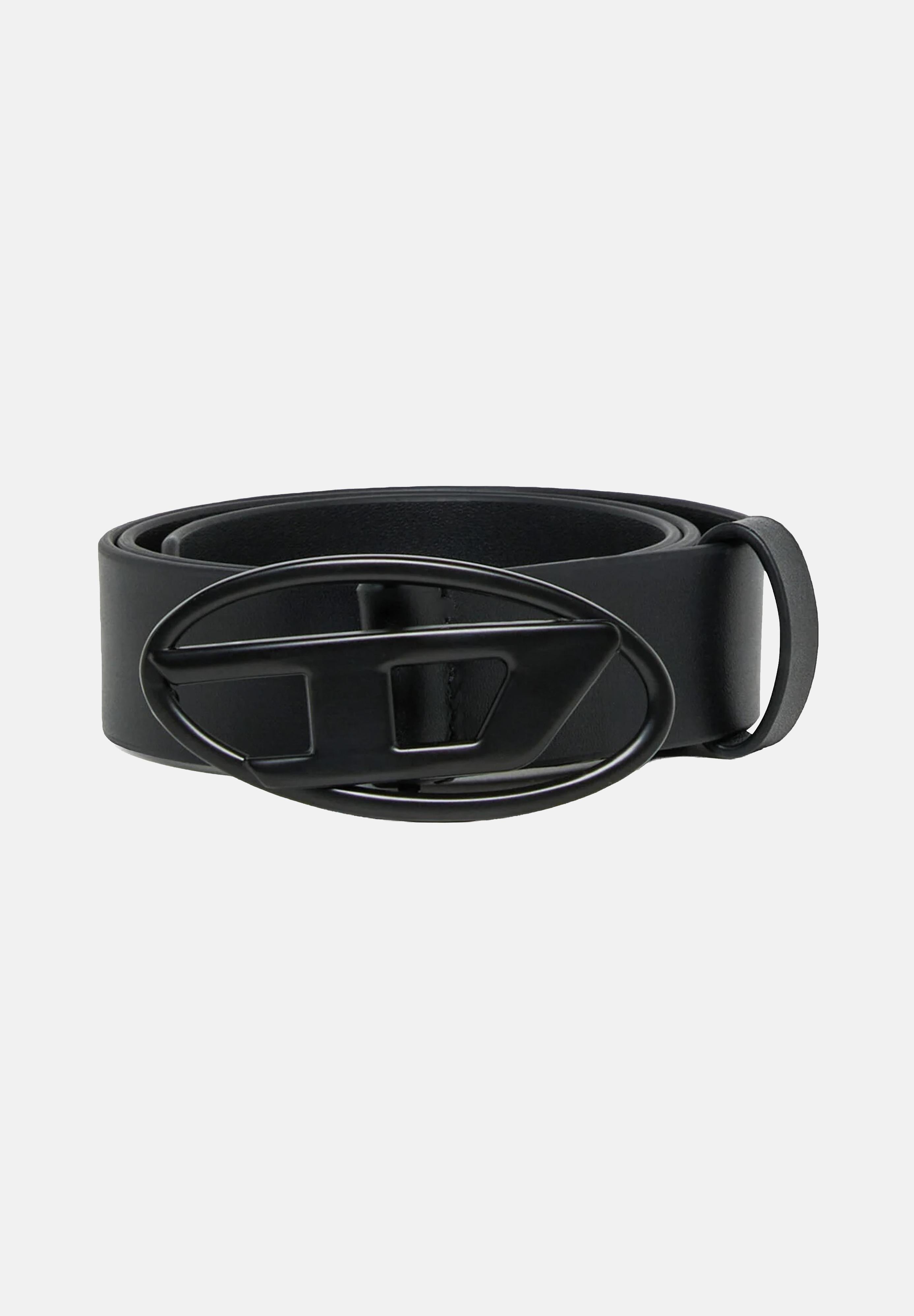 DIESEL Cintura nera per uomo e donna arricchita da fibbia con logo Oval J02595KXBLR K900 DIESEL 