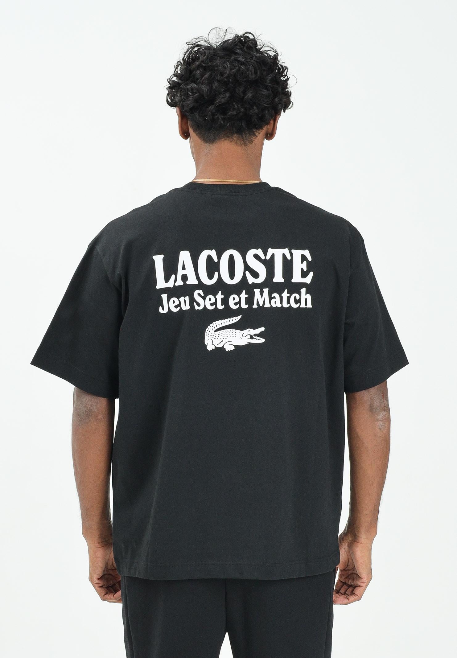 LACOSTE T-shirt a manica corta nera da uomo con stampa sul retro TH5950 031 LACOSTE 