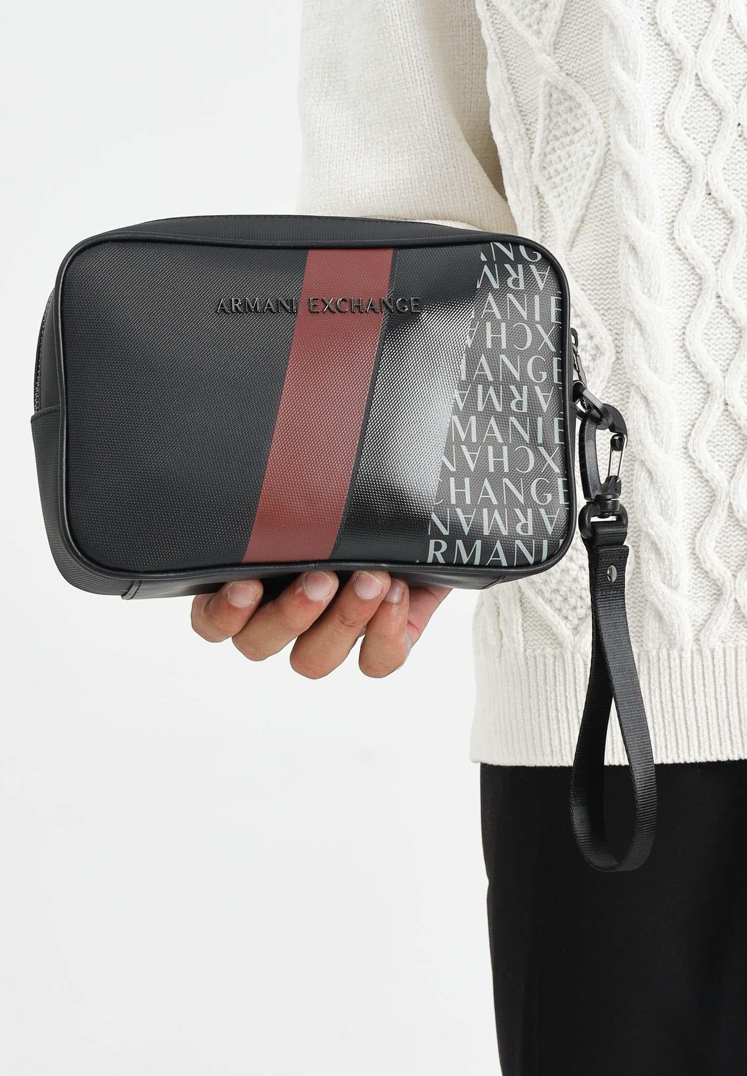 ARMANI EXCHANGE Pochette nera da uomo con motivo geometrico e logo XM001271AF11935 MC257 ARMANI EXCHANGE 