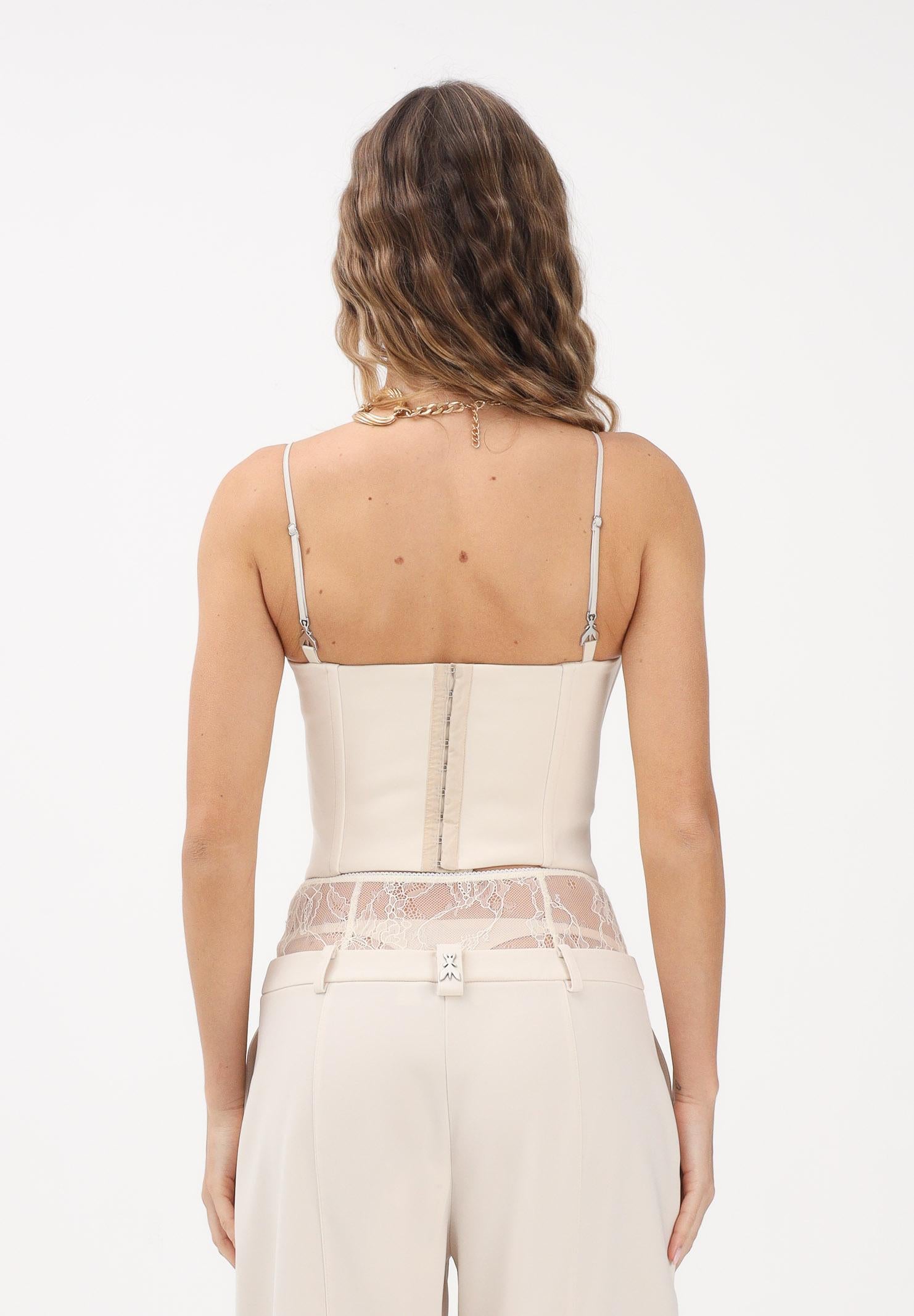 PATRIZIA PEPE Corpetto panna da donna con dettagli in pizzo 8C0830A6F5 W409 PATRIZIA PEPE 