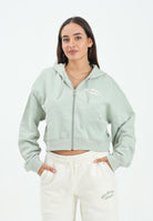 NEW BALANCE felpa con zip verde salvia da donna con interno felpato WJ53509GAS  NEW BALANCE 