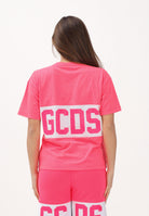 GCDS T-shirt a manica corta fucsia per donna, ragazze e bambine con logo Z0UJQC585J105 566A GCDS 