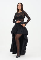 PINKO Gonna nera da donna realizzata in taffetà corta sul davanti e più lunga sul retro 105642Y3LE Z99 PINKO 