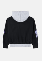 JORDAN Felpa con cappuccio nera da bambina caratterizzata da inserti grigi e logo 45F193 023 JORDAN 