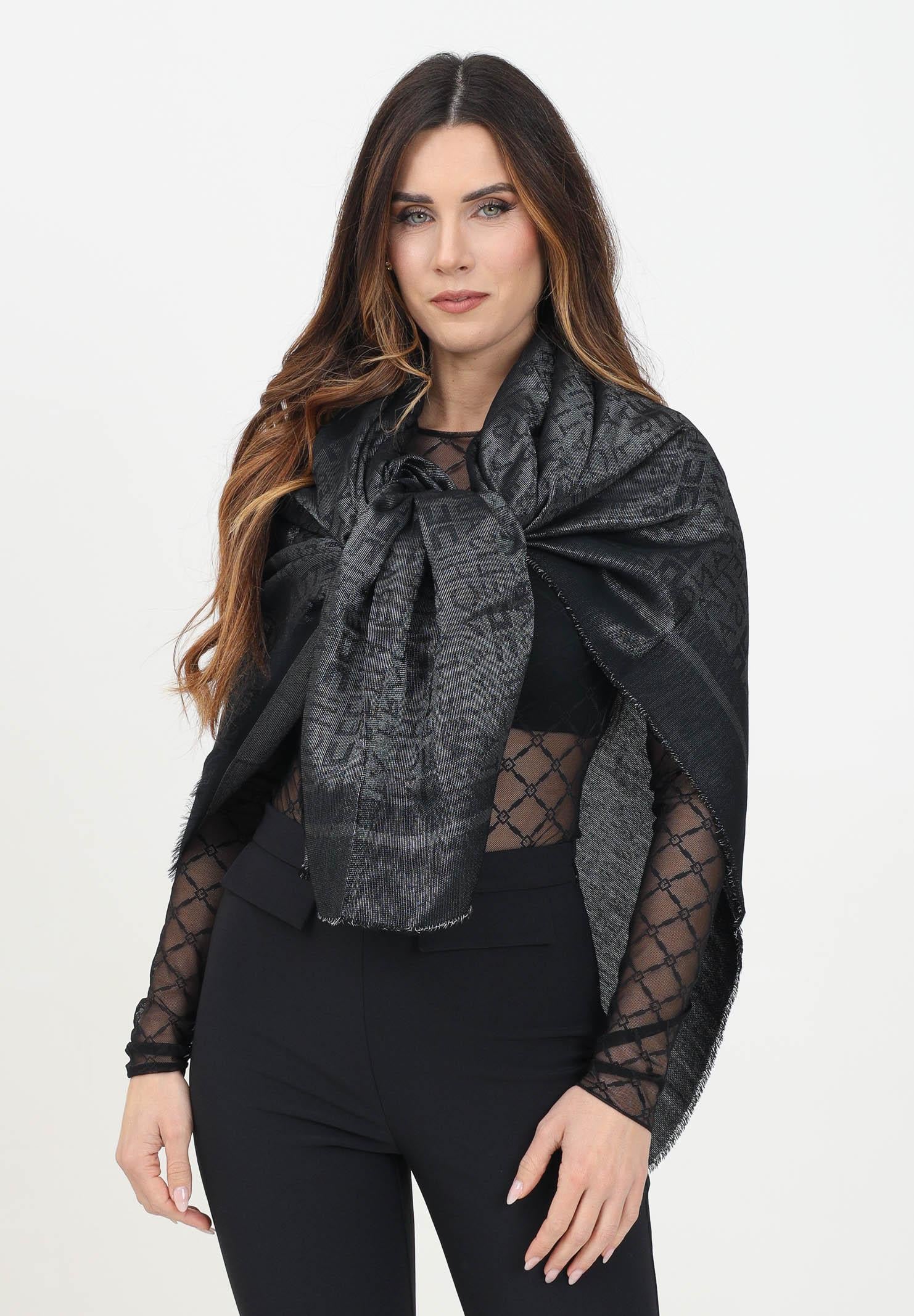 ELISABETTA FRANCHI Pashmina in viscosa e Lurex nera da donna con lavorazione jacquard SC01F51E2 110 ELISABETTA FRANCHI 