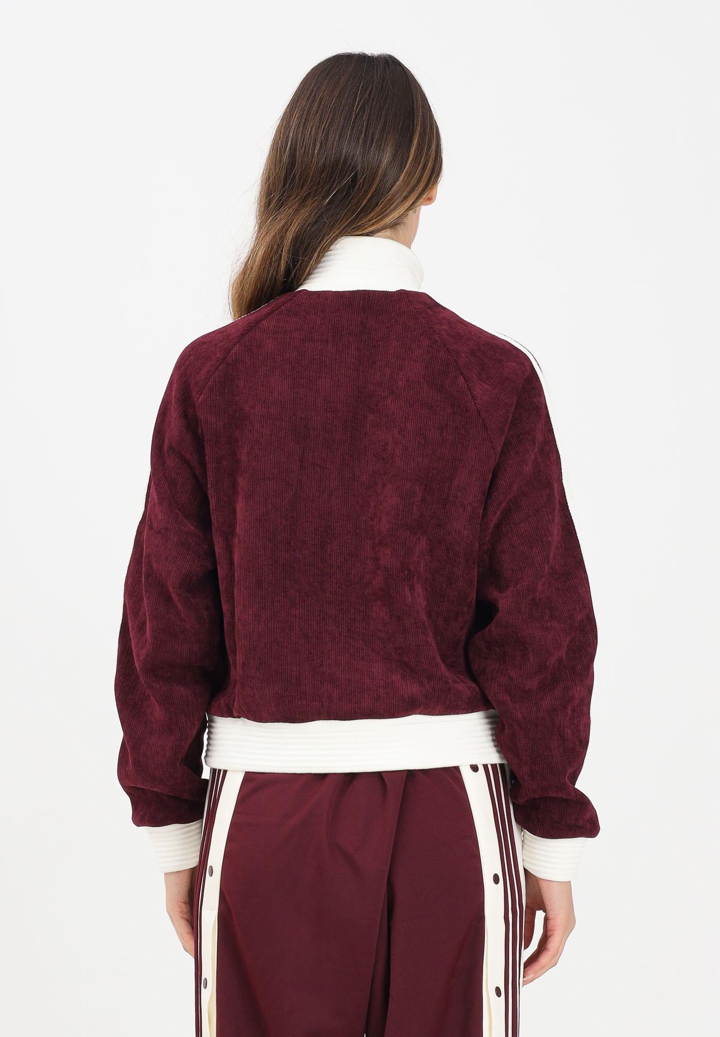 ADIDAS ORIGINALS Felpa con zip VELOUR KNIT bordeaux da donna KS0400  ADIDAS ORIGINALS 