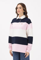 TOMMY JEANS Felpa stile polo da donna con motivo a righe blu, rosa e panna DW0DW21927 TOG TOMMY JEANS 