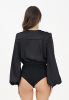 SHIT Body nero da donna con spilla fiore e bottoni SH26047 NE SHIT 