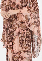 SIMONA CORSELLINI Abito asimmetrico rosa da donna con fantasia floreale P26CPAB03101 V0697 SIMONA CORSELLINI 