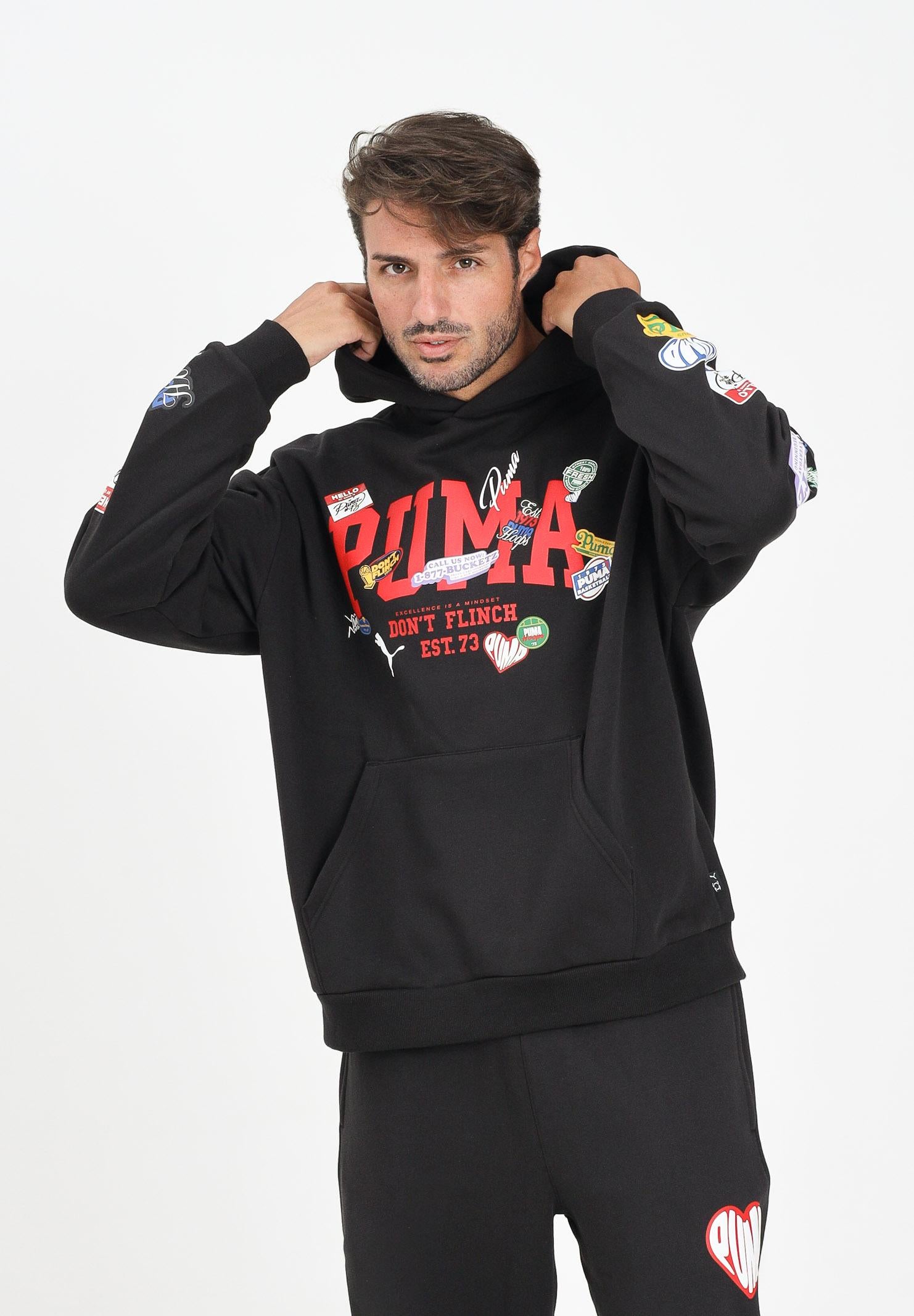 PUMA Felpa con cappuccio HooperHotline nera da uomo 632827 02 PUMA 