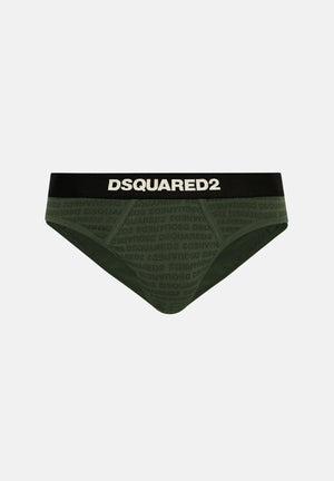 DSQUARED2 Slip verde militare da uomo con micro-logo D9H136050S 302 DSQUARED2 