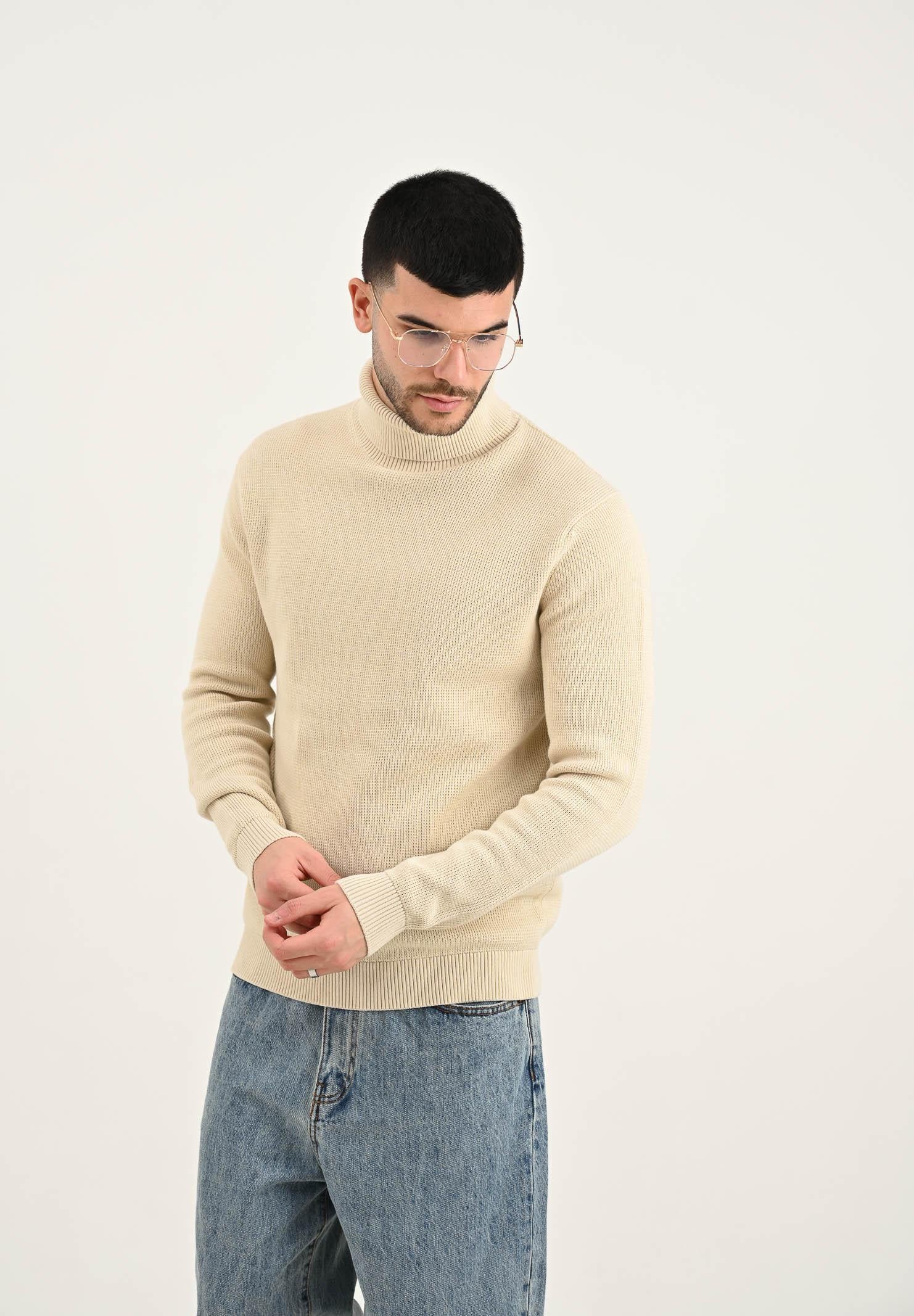 SELECTED HOMME Maglioncino a collo alto panna da uomo 16099187 Oatmeal SELECTED HOMME 