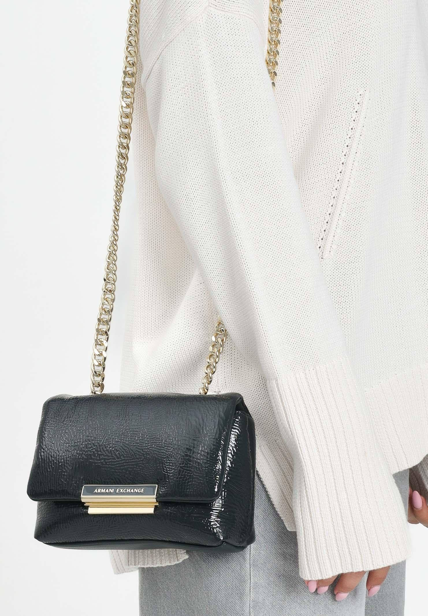 ARMANI EXCHANGE Borsa a tracolla in vernice verde da donna XW000357AF17239 U7304 ARMANI EXCHANGE 