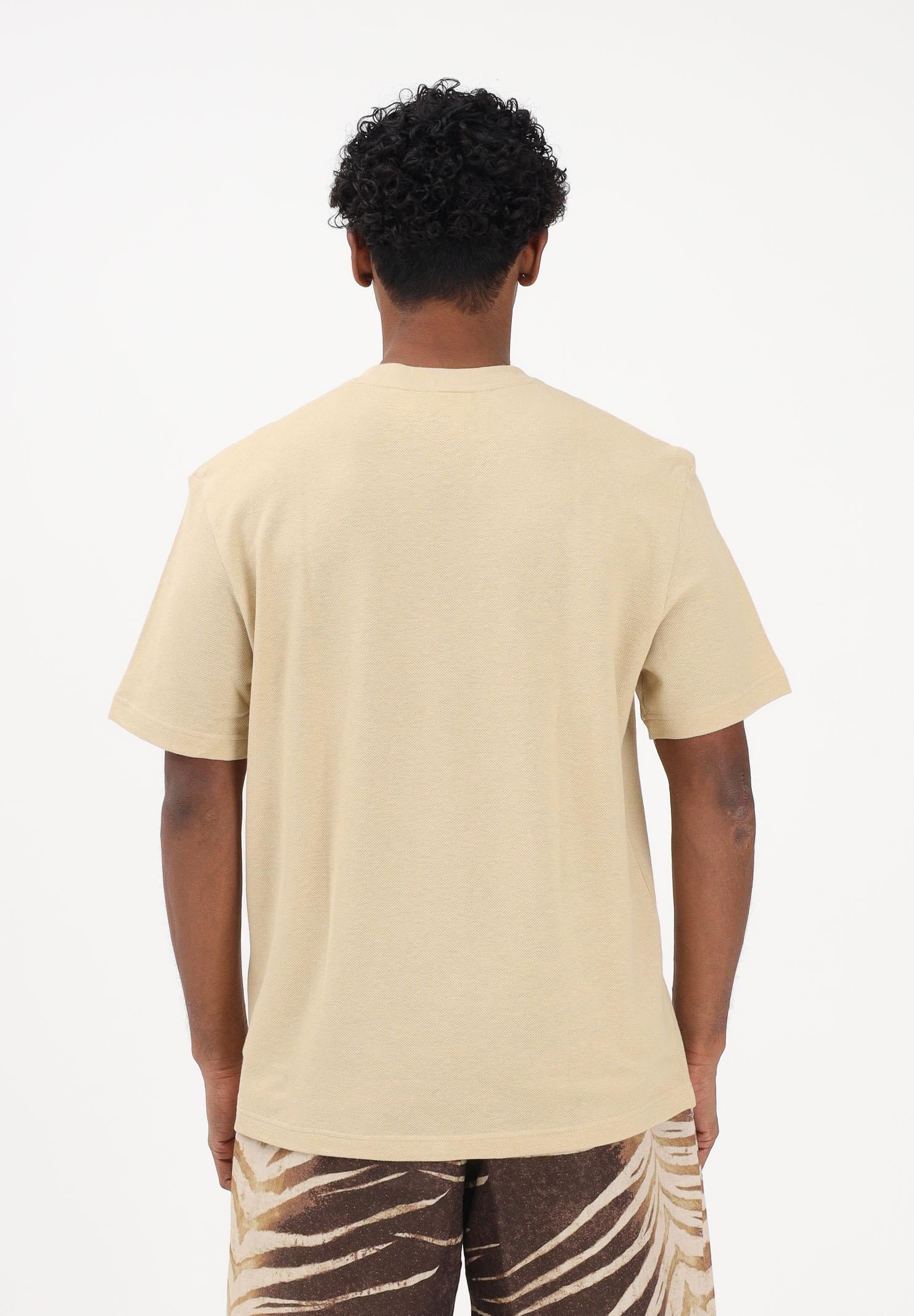 LACOSTE T-shirt a manica corta beige da uomo in piqué pesante di cotone e lino TH0629 8XF LACOSTE 