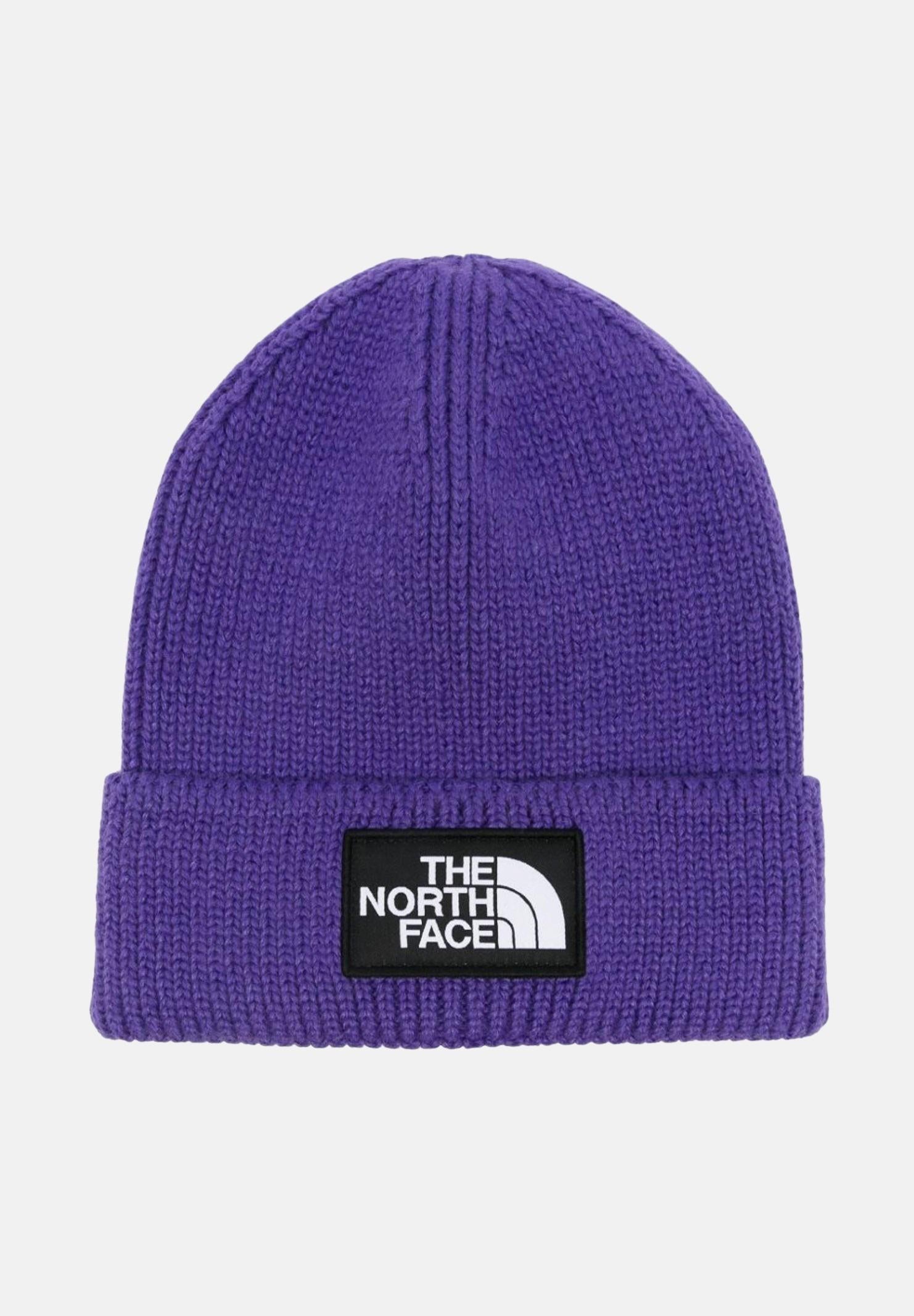 THE NORTH FACE Berretto viola per uomo e donna con risvolto e logo box TNF NF0A8CHENL41  THE NORTH FACE 