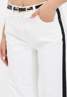 ELISABETTA FRANCHI Jeans in denim bianco da donna con bande in raso PJ13I56E2 309 ELISABETTA FRANCHI 