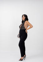 ELISABETTA FRANCHI Tuta nera da donna con ricamo strass TU06257E2 110 ELISABETTA FRANCHI 